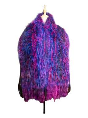 Vibrant Purple & Blue Faux Fur Coat